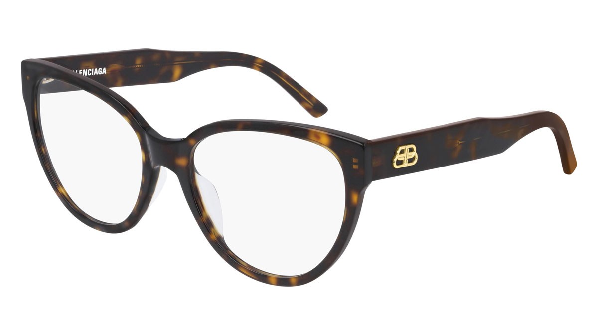 Brillen Balenciaga Everyday BB0064O-002 farbe havana form cat-eye gläser transparent