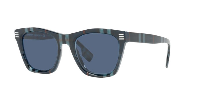 Occhiali da sole Burberry Cooper BE 4348 (394780) colore navy check forma quadrato lenti dark blue