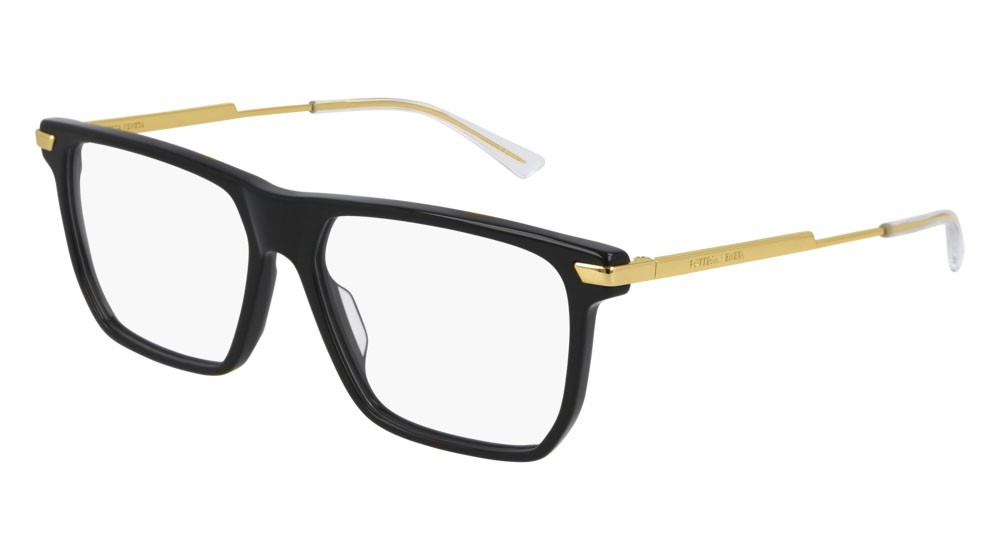 Eyeglasses Bottega Veneta Minimalist BV1071O-001 color gold shape rectangle lenses transparent