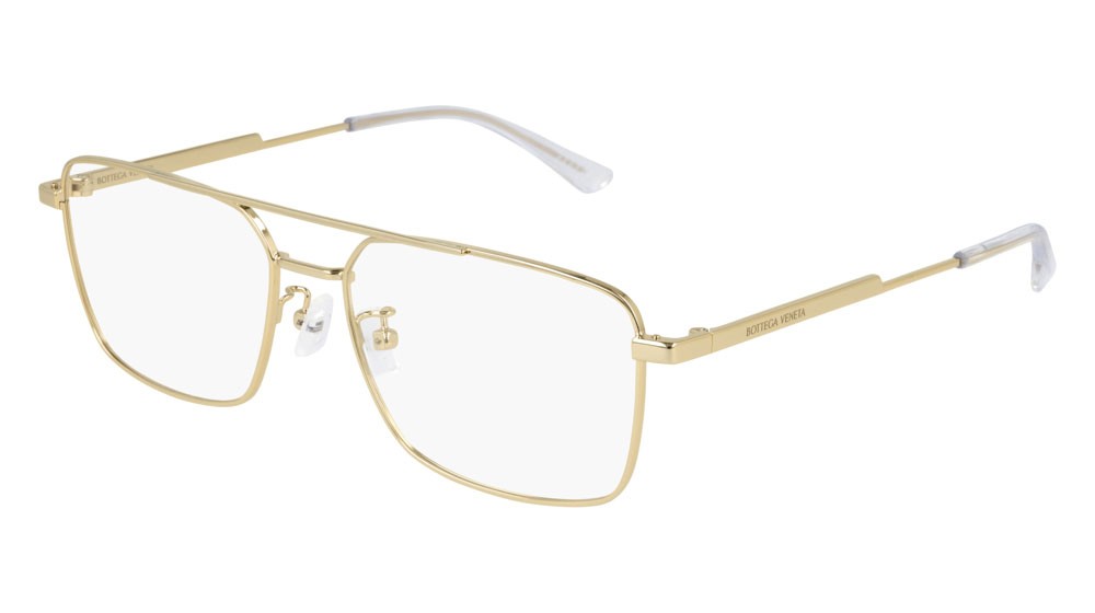 Eyeglasses Bottega Veneta Minimalist BV1072O-002 color gold shape rectangle lenses transparent