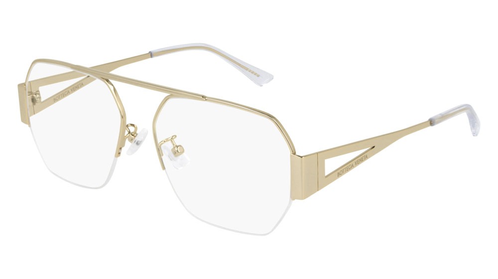 Occhiali da vista Bottega Veneta Unapologetic BV1067O-002 colore gold forma aviator lenti transparent