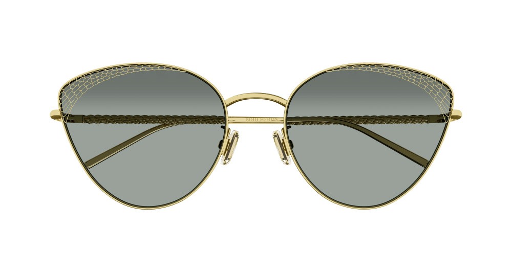 Occhiali da sole Boucheron BC0135S-002 colore oro forma cat eye lenti verde
