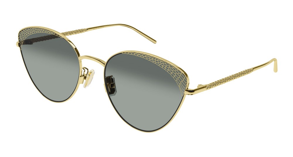 Occhiali da sole Boucheron BC0135S-002 colore oro forma cat eye lenti verde
