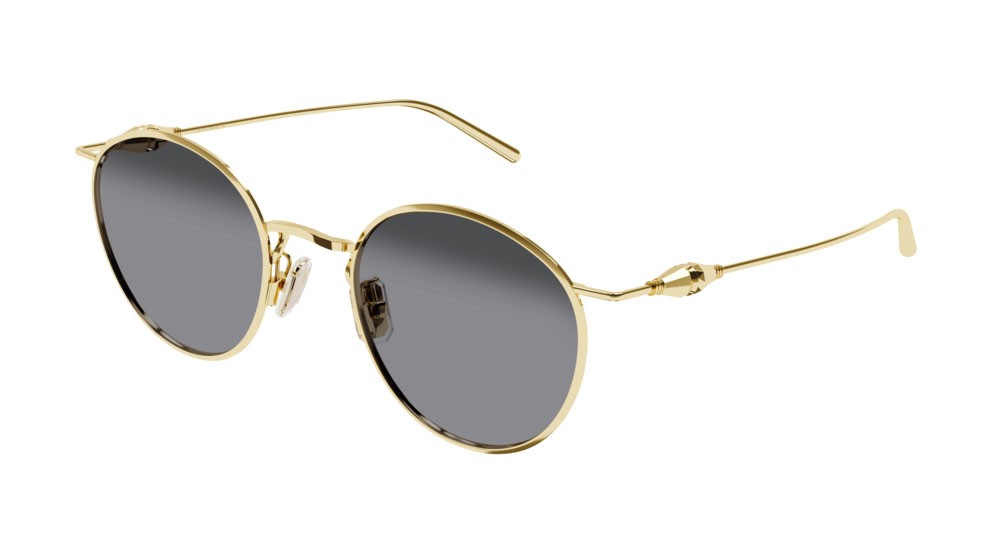 Sunglasses Boucheron Jack BC0126S-001 color gold shape round lenses grey