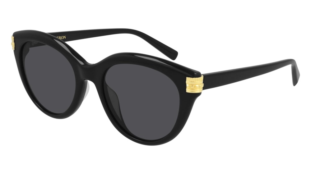 Sunglasses Boucheron Quatre BC0112S-001 color black shape cat eye lenses grey