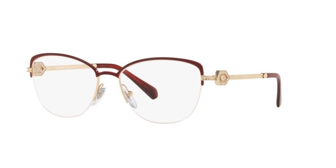 Brillen Bulgari BV 2210B (2054) farbe pale gold/red form cat-eye gläser demo lens