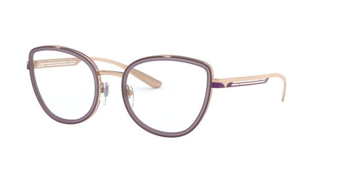 Brillen Bulgari BV 2222 (361) farbe pink gold /purple trasparent form cat-eye gläser demo lens