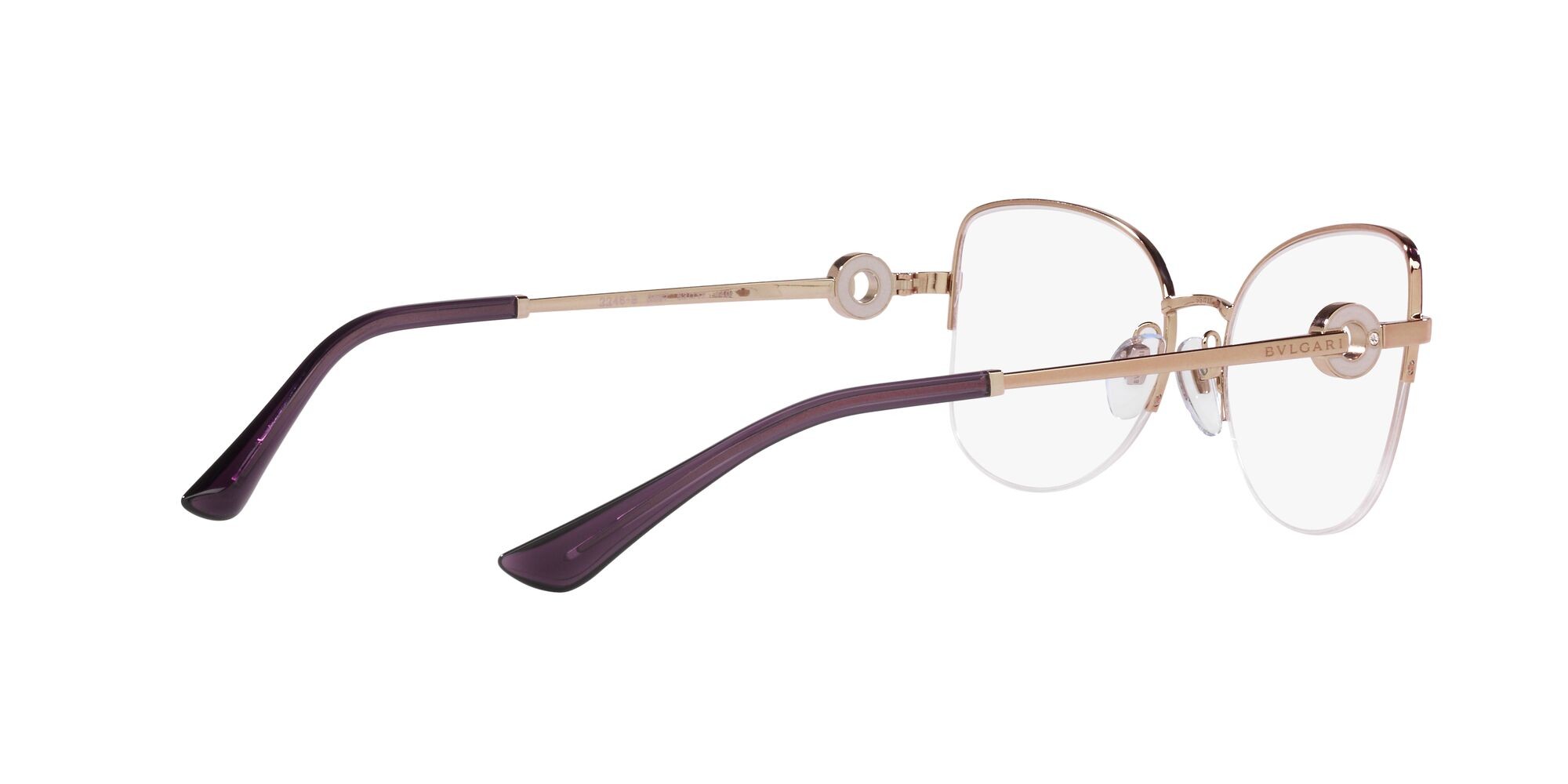 Brillen Bulgari BV 2246B (2067) farbe oro rosa/viola form cat-eye gläser lente demo