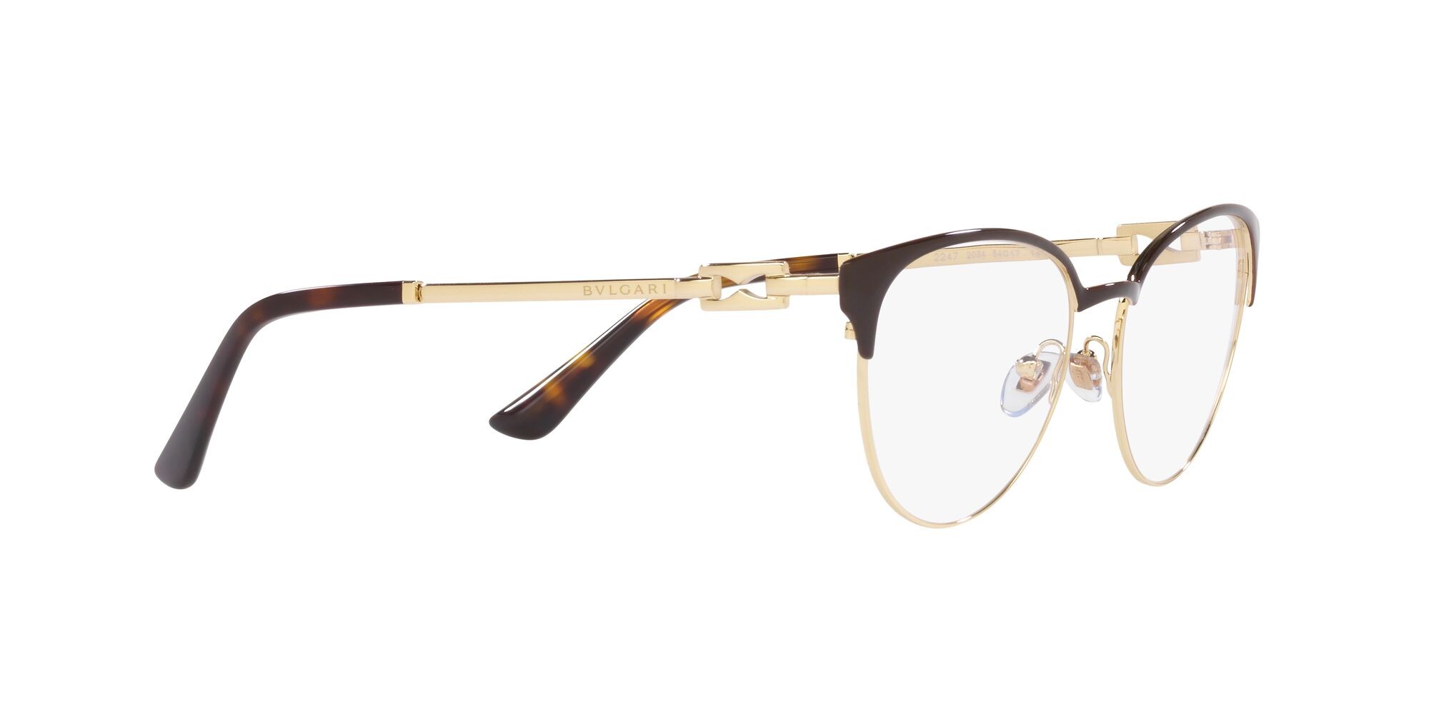 Brillen Bulgari BV 2247 (2034) farbe oro pallido/ marrone form cat-eye gläser lente demo