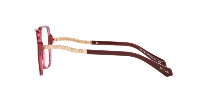 Brillen Bulgari BV 4201B (5469) farbe bordeaux on transparent red form quadratisch gläser demo lens