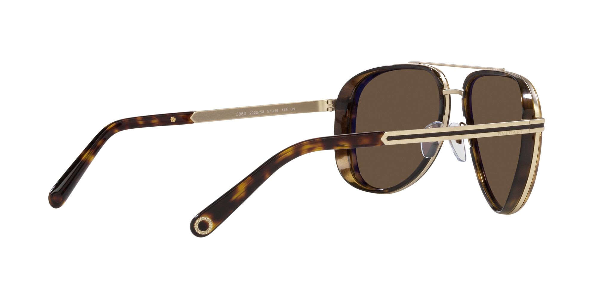 Sonnenbrillen Bulgari BV 5060 (202253) farbe oro pallido opaco form aviator gläser marrone scuro