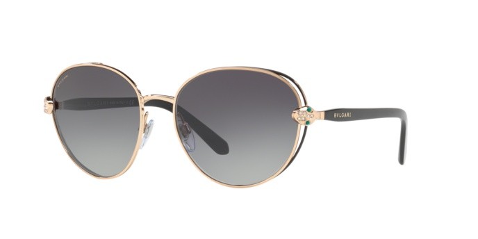 Sonnenbrillen Bvlgari BV 6087B (20238G) farbe black/pink gold form rund gläser grey gradient