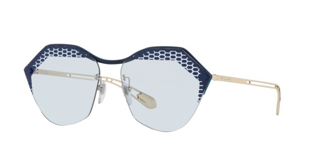 Sonnenbrillen Bvlgari BV 6109 (205172) farbe matte blue jeans on pale gold form unregelmäßig gläser light blue