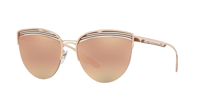 Sonnenbrillen Bvlgari BV 6118 (20374Z) farbe pink gold/matte bronze form cat-eye gläser grey mirror rose gold