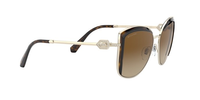 Sonnenbrillen Bvlgari BV 6128B (278/T5) farbe pale gold/dark havana form quadratisch gläser polar brown gradient