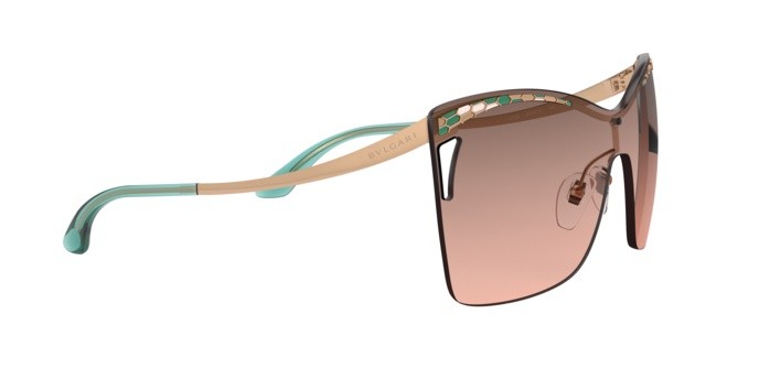 Sonnenbrillen Bvlgari BV 6138 (201413) farbe pink gold form rechteckig gläser pink gradient dark brown