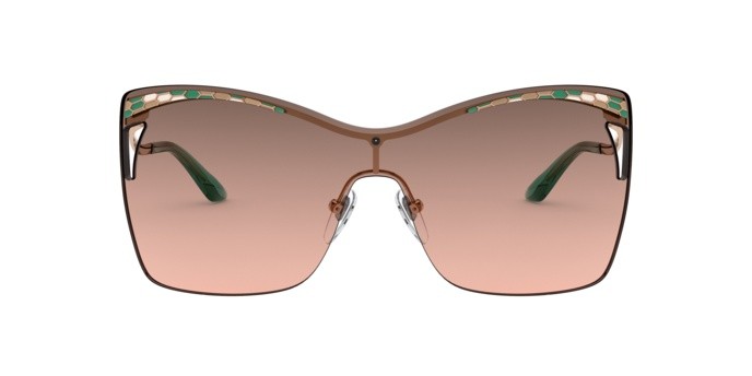 Sonnenbrillen Bvlgari BV 6138 (201413) farbe pink gold form rechteckig gläser pink gradient dark brown