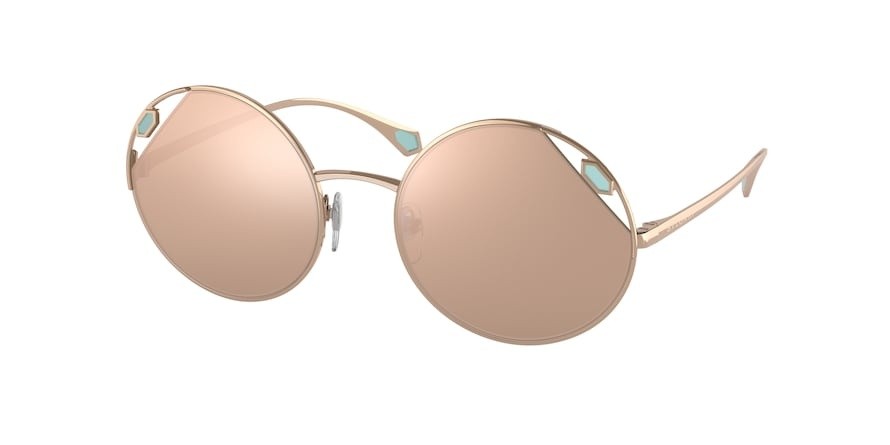 Sonnenbrillen Bulgari BV 6159 (20144Z) farbe pink gold form rund gläser clear mirror real rose gold