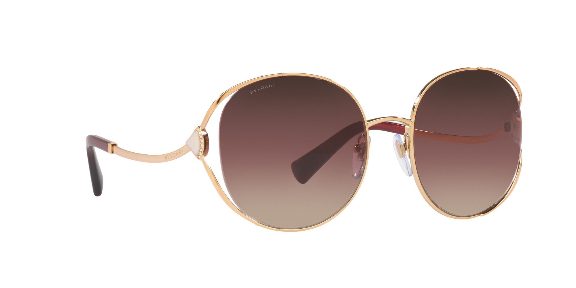 Sonnenbrillen Bulgari BV 6181B (2014E2) farbe oro rosa form rund gläser brown grad purple grad black