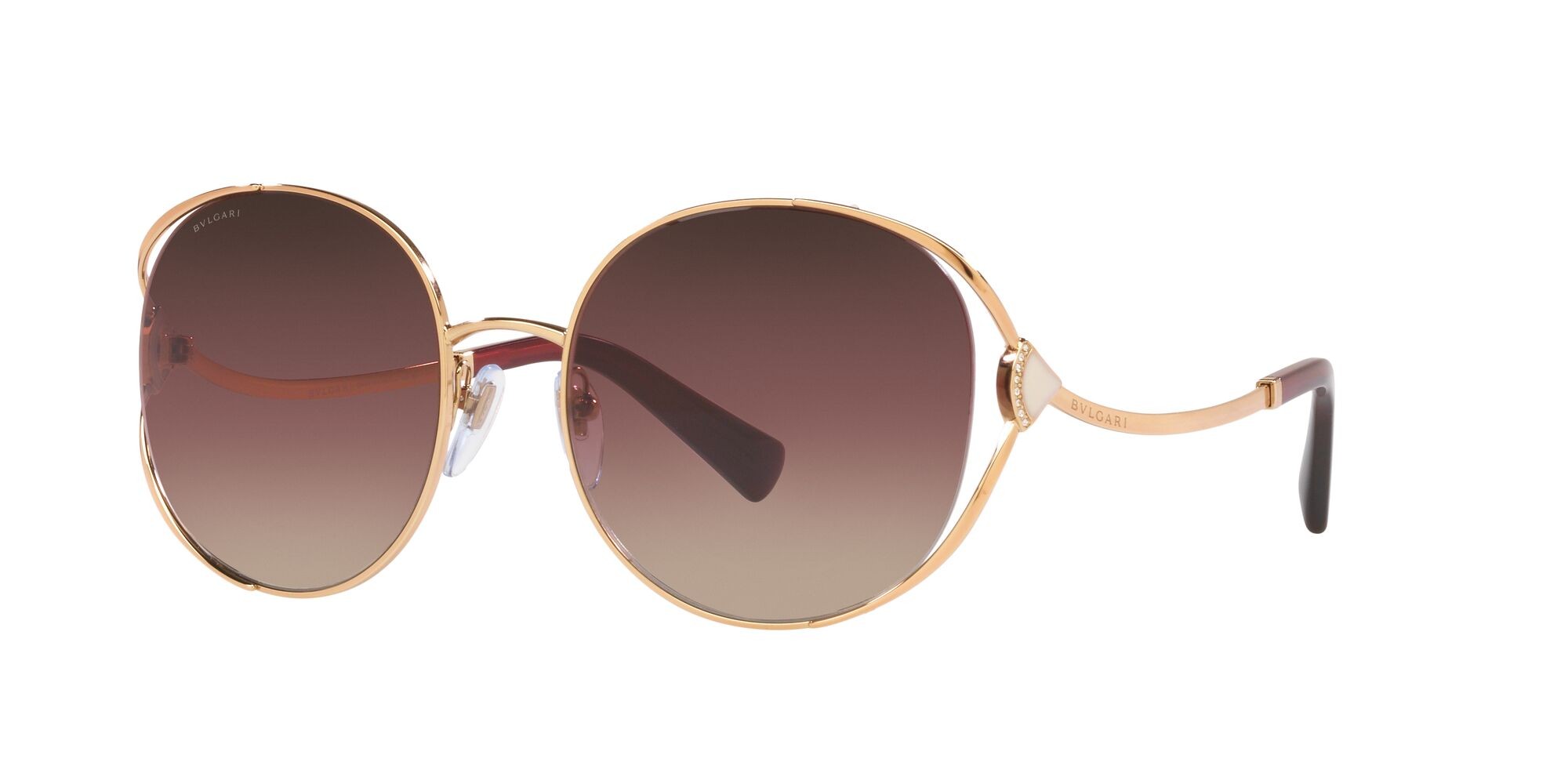 Sonnenbrillen Bulgari BV 6181B (2014E2) farbe oro rosa form rund gläser brown grad purple grad black