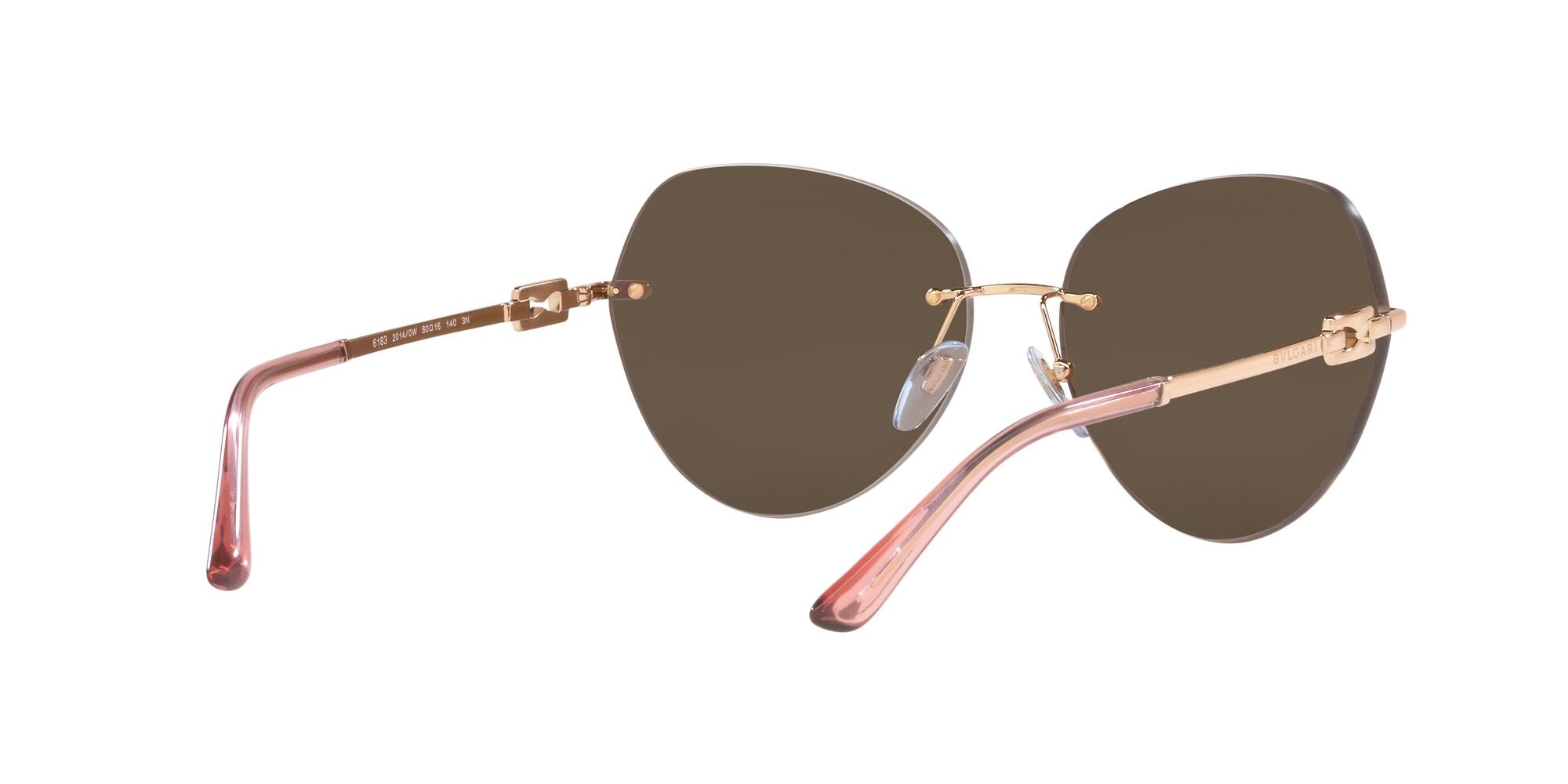 Sonnenbrillen Bulgari BV 6183 (20140W) farbe oro rosa form aviator gläser trasparente specchiato vero oro rosé