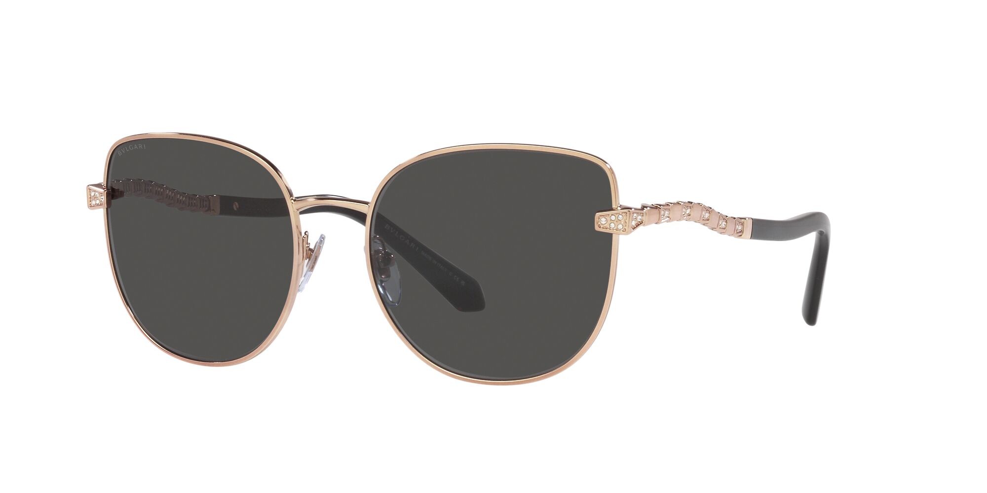 Sonnenbrillen Bulgari BV 6184B (201487) farbe oro rosa form cat-eye gläser grigio scuro
