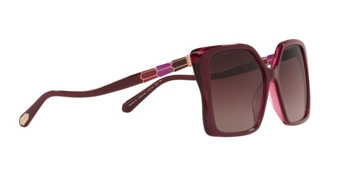 Sonnenbrillen Bulgari BV 8229B (5469E2) farbe bordeaux on transparent red form schmetterling gläser brown grad purple grad black