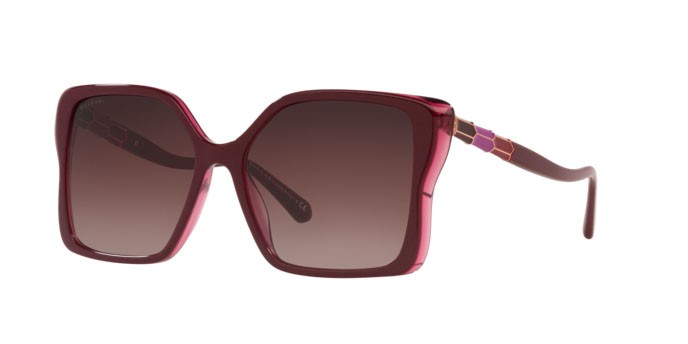 Sonnenbrillen Bulgari BV 8229B (5469E2) farbe bordeaux on transparent red form schmetterling gläser brown grad purple grad black