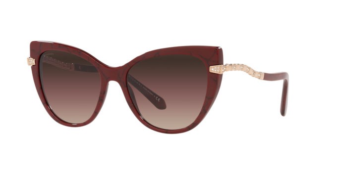 Sonnenbrillen Bulgari BV 8236B (5500E2) farbe marble cherry form cat-eye gläser brown grad purple grad black