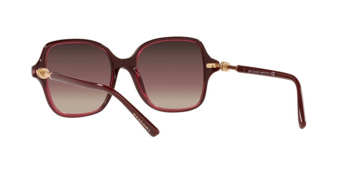 Sonnenbrillen Bulgari BV 8239 (5469E2) farbe bordeaux on transparent red form quadratisch gläser brown grad purple grad black