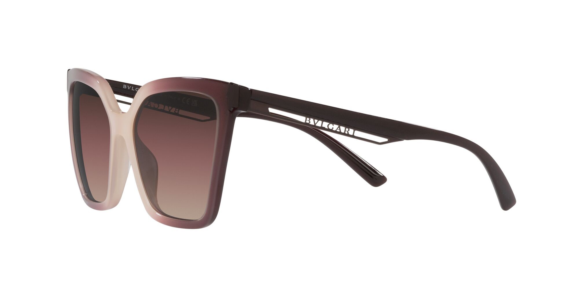 Sonnenbrillen Bulgari BV 8253 (5524E2) farbe bordeaux sfumato rosa form schmetterling gläser brown grad purple grad black