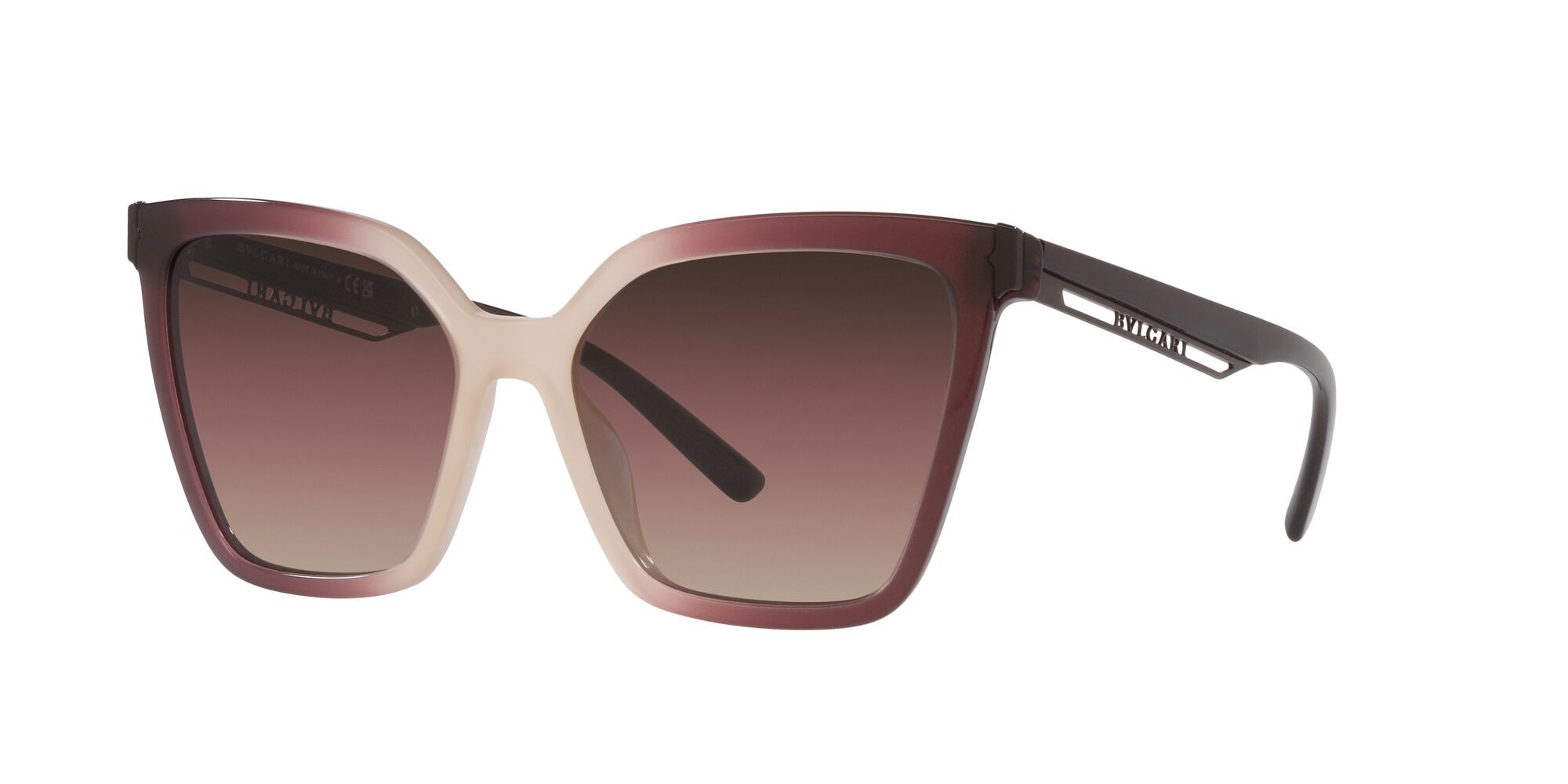Sonnenbrillen Bulgari BV 8253 (5524E2) farbe bordeaux sfumato rosa form schmetterling gläser brown grad purple grad black