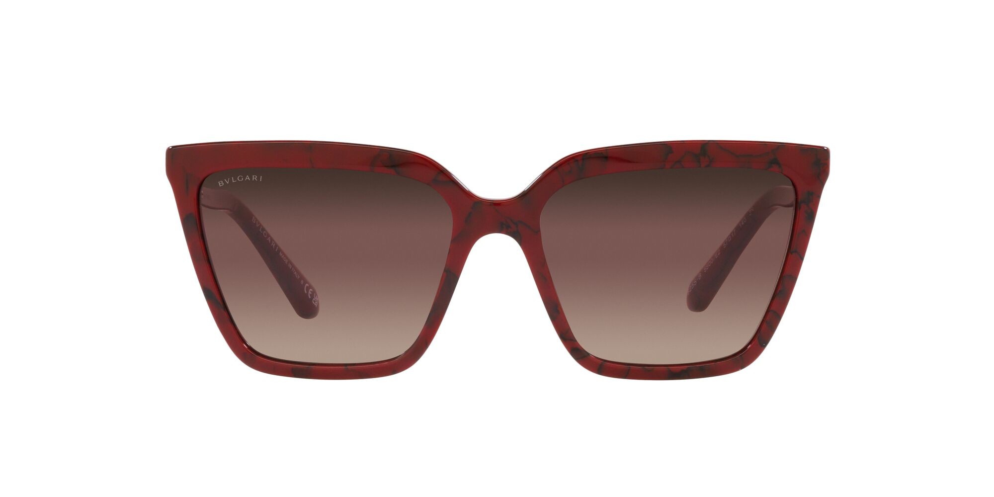 Sonnenbrillen Bulgari BV 8255B (5500E2) farbe rosso form cat-eye gläser brown grad purple grad black