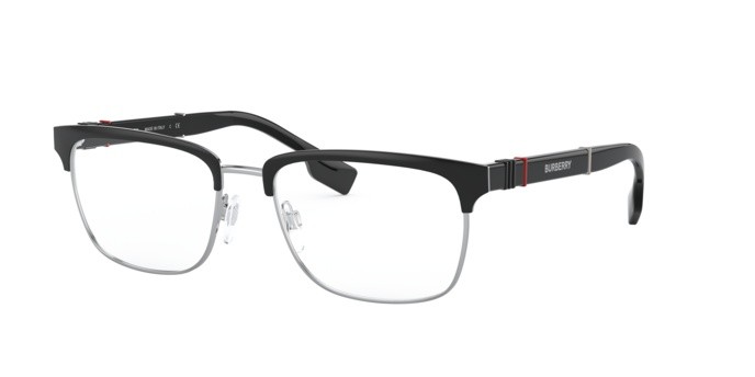 Eyeglasses Burberry BE 1348 (1306) color silver/matte black shape rectangle lenses demo lens