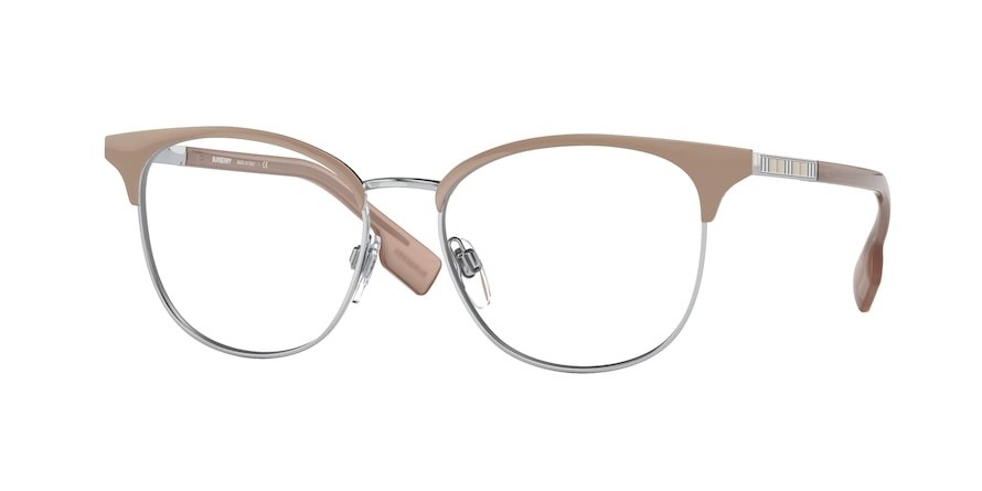 Brillen Burberry Sophia BE 1355 (1005) farbe silver/brown form quadratisch gläser demo lens