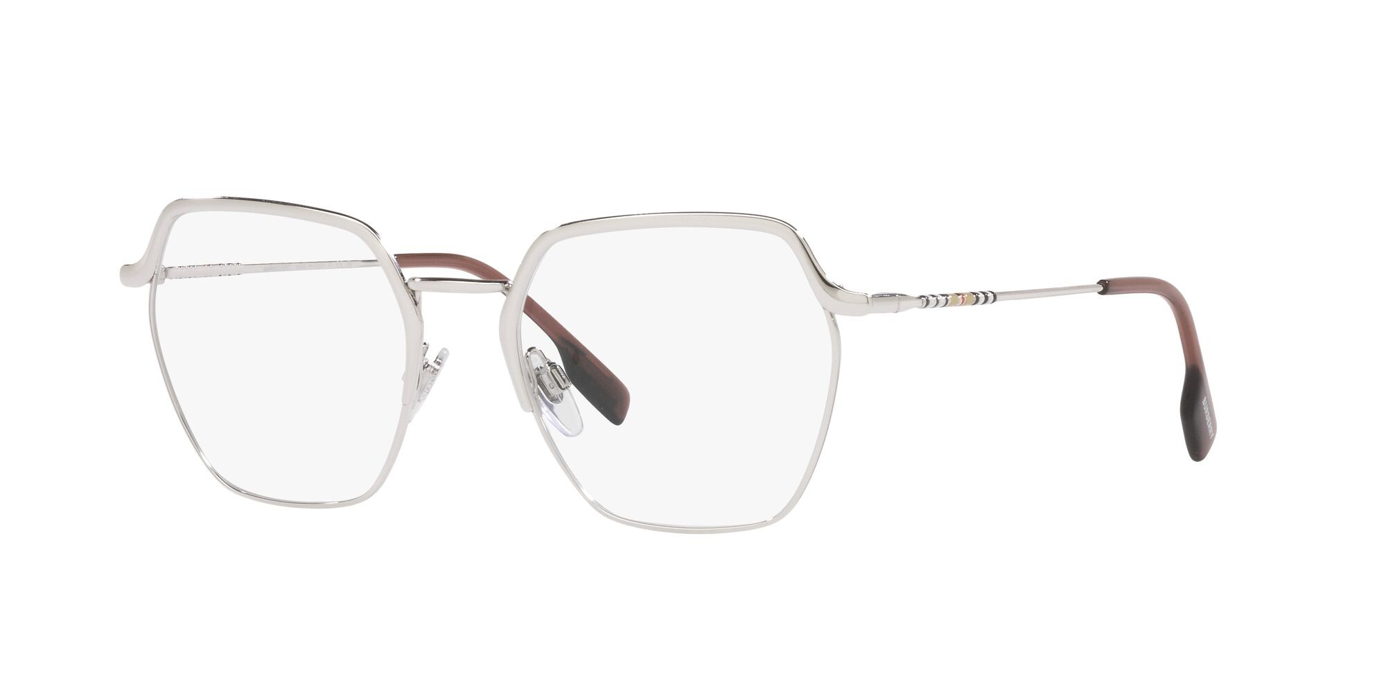 Occhiali da vista Burberry Angelica BE 1371 (1005) colore argento forma irregolare lenti lente demo