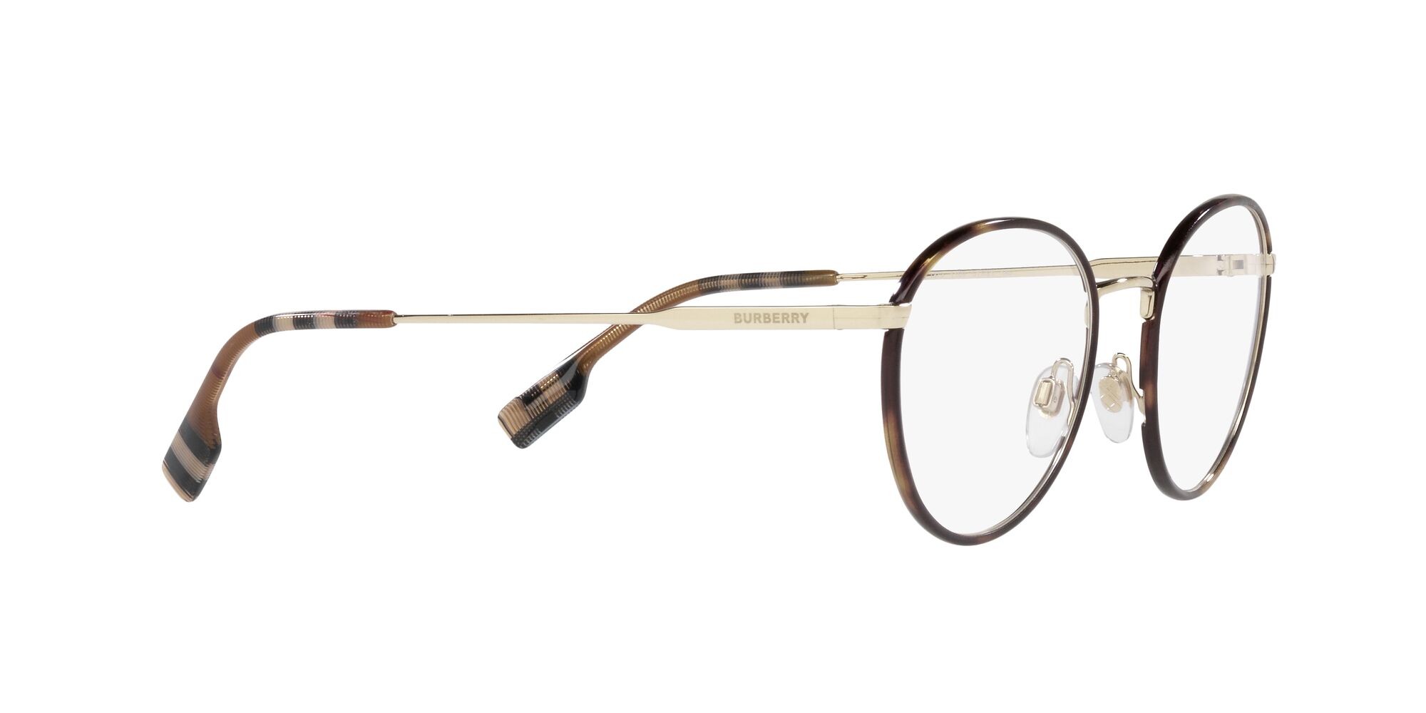Occhiali da vista Burberry Hugo BE 1373 (1109) colore oro chiaro/havana scuro forma rotondo lenti lente demo