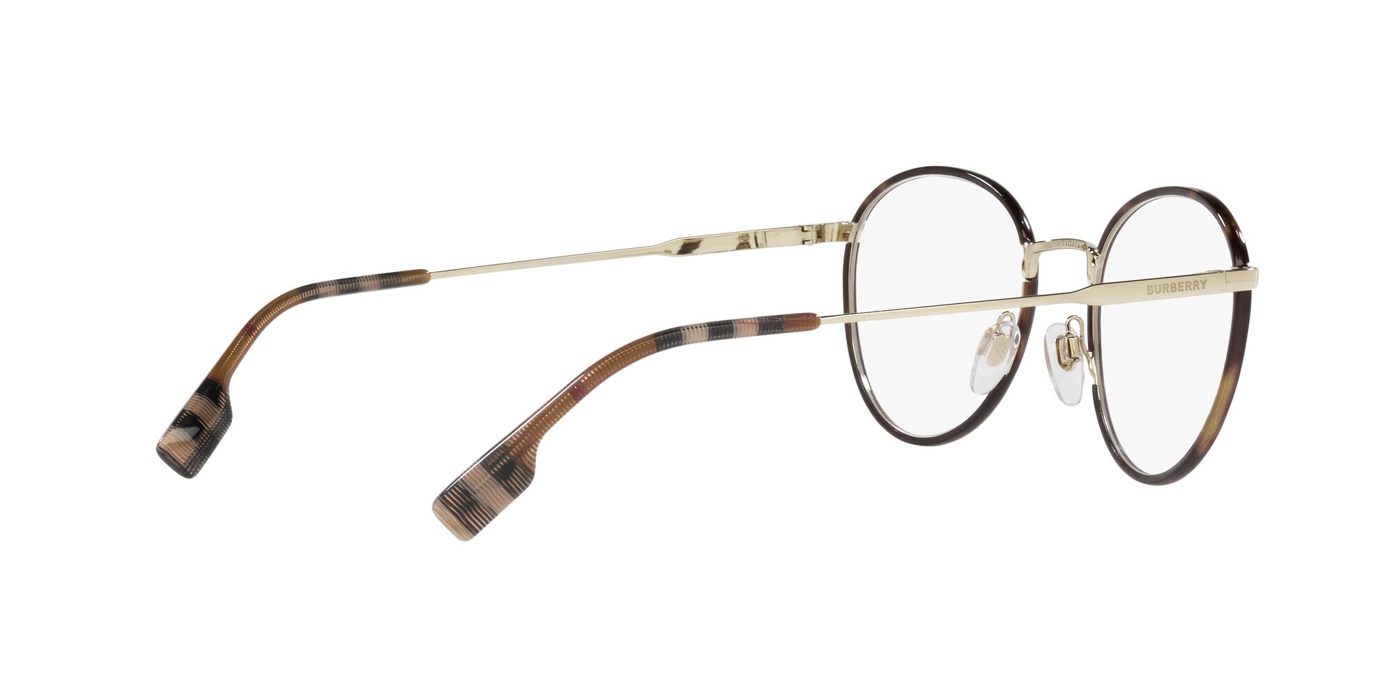 Occhiali da vista Burberry Hugo BE 1373 (1109) colore oro chiaro/havana scuro forma rotondo lenti lente demo