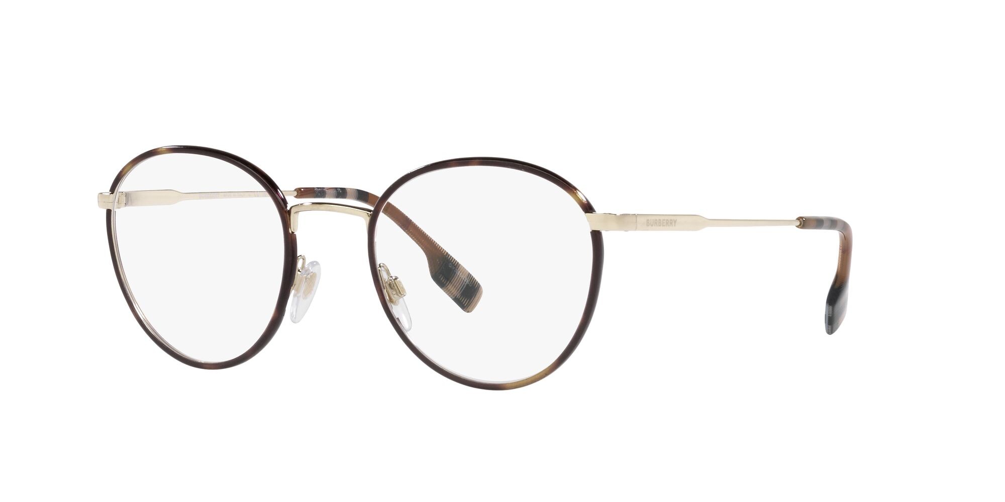 Occhiali da vista Burberry Hugo BE 1373 (1109) colore oro chiaro/havana scuro forma rotondo lenti lente demo