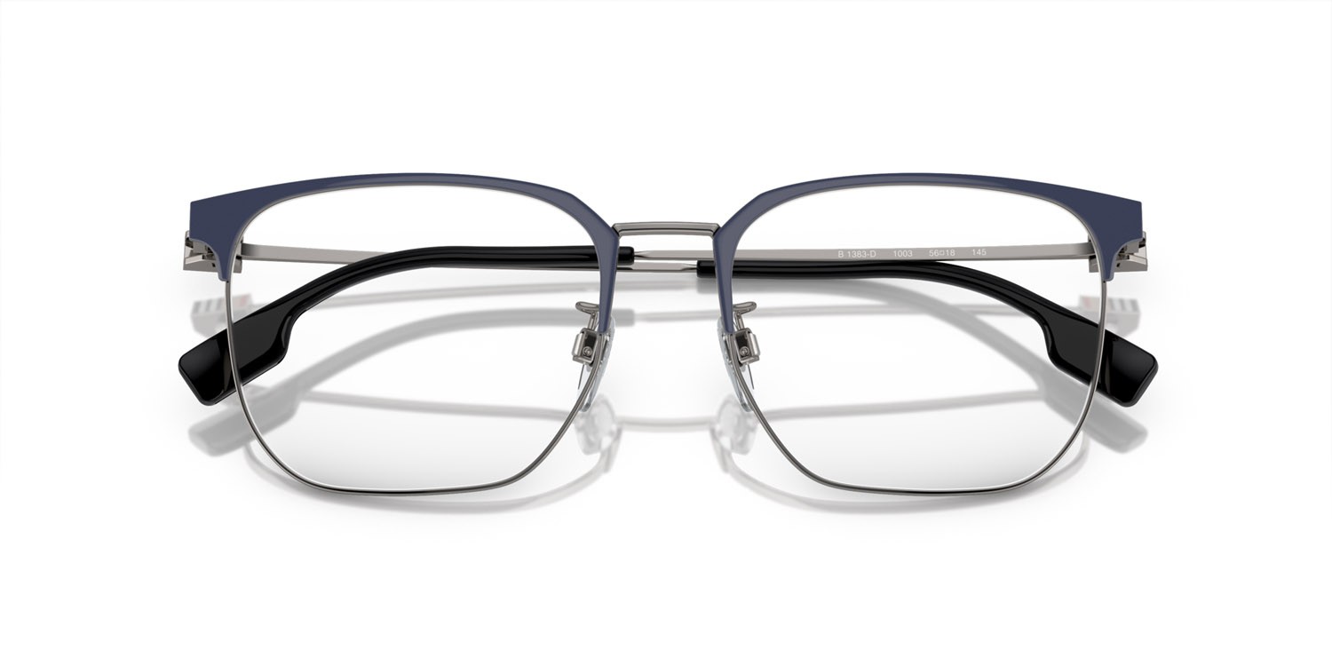 Brillen Burberry BE 1383D (1003) farbe gunmetal/blu form quadratisch gläser lente demo