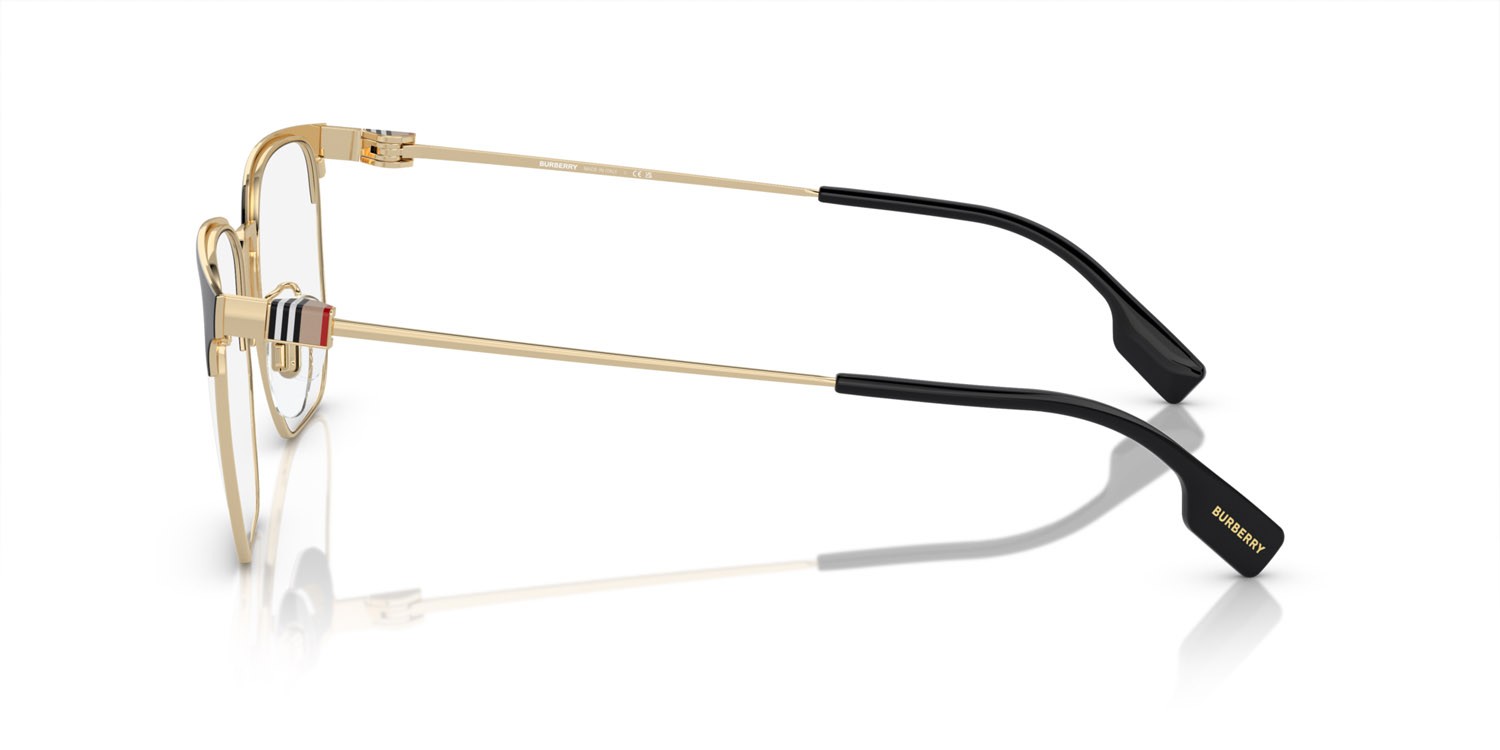 Occhiali da vista Burberry BE 1383D (1109) colore oro chiaro/nero forma quadrato lenti lente demo