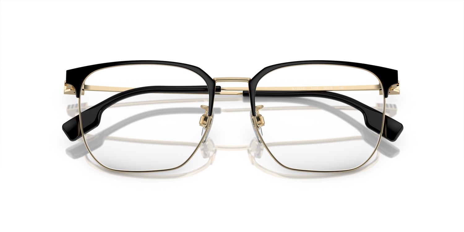Occhiali da vista Burberry BE 1383D (1109) colore oro chiaro/nero forma quadrato lenti lente demo