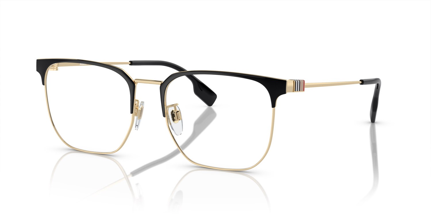 Occhiali da vista Burberry BE 1383D (1109) colore oro chiaro/nero forma quadrato lenti lente demo