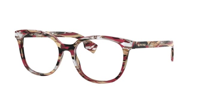Eyeglasses Burberry BE 2291 (3792) color striped check shape square lenses demo lens