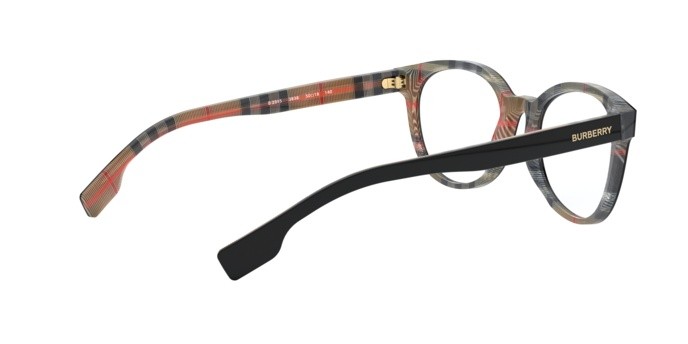 Brillen Burberry BE 2315 (3838) farbe top black on vintage check form rund gläser demo lens
