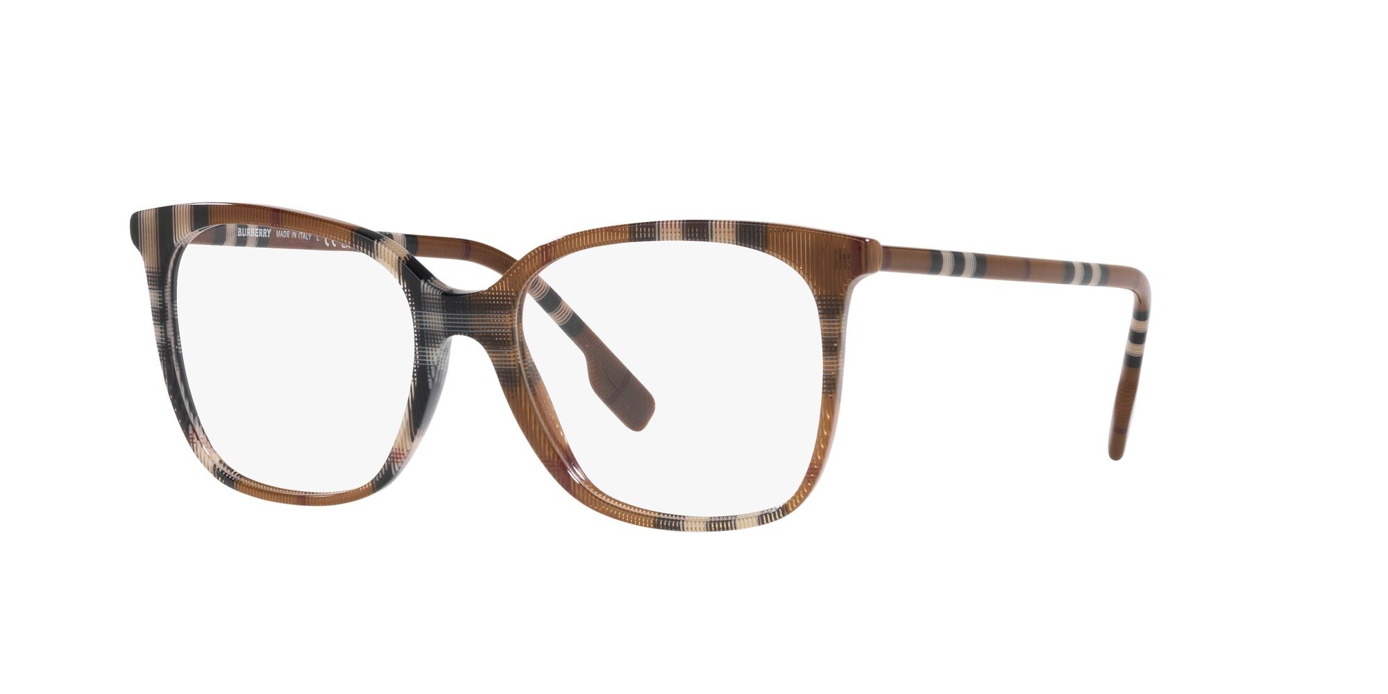Occhiali da vista Burberry Louise BE 2367 (3966) colore motivo a quadri marrone forma quadrato lenti lente demo