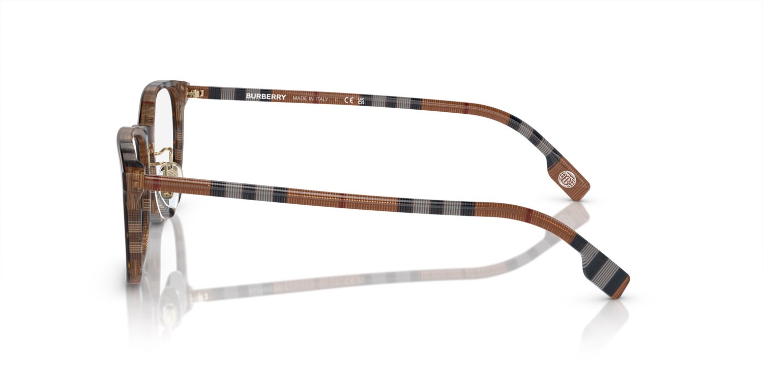 Occhiali da vista Burberry BE 2371D (4102) colore top havana scuro/motivo a quadri marrone forma rettangolare lenti lente demo