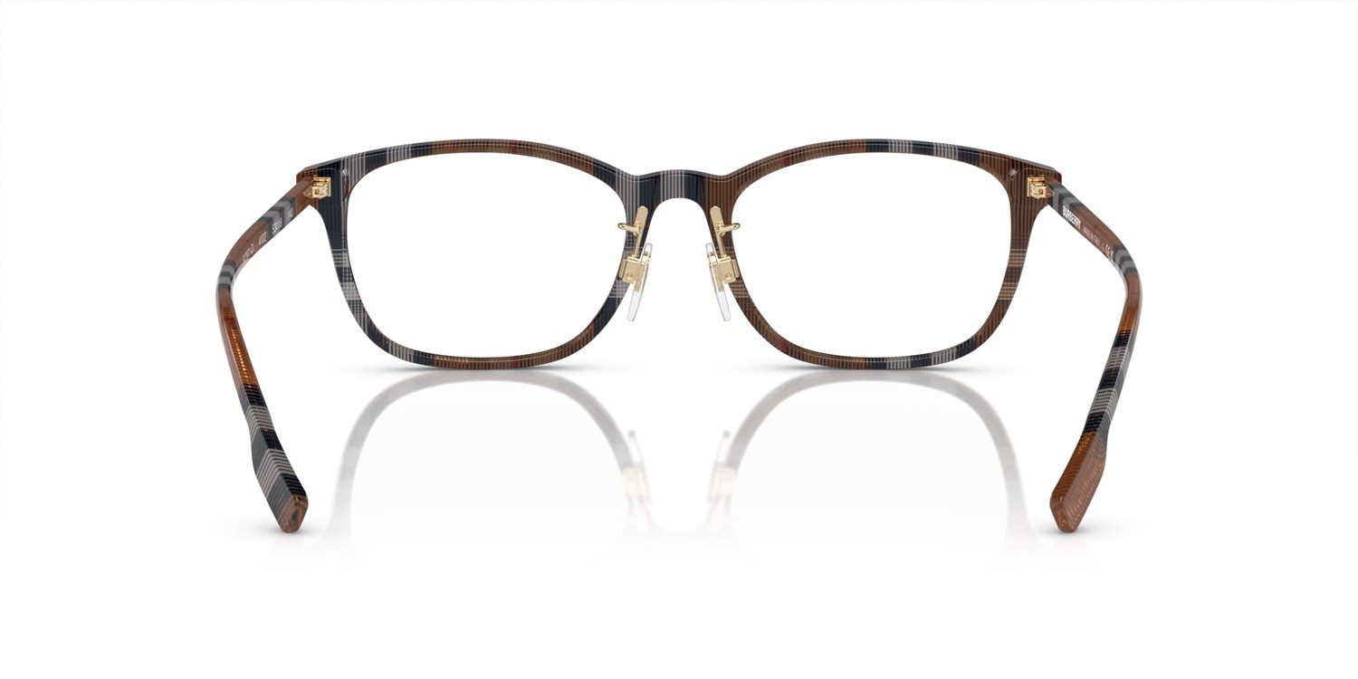 Occhiali da vista Burberry BE 2371D (4102) colore top havana scuro/motivo a quadri marrone forma rettangolare lenti lente demo