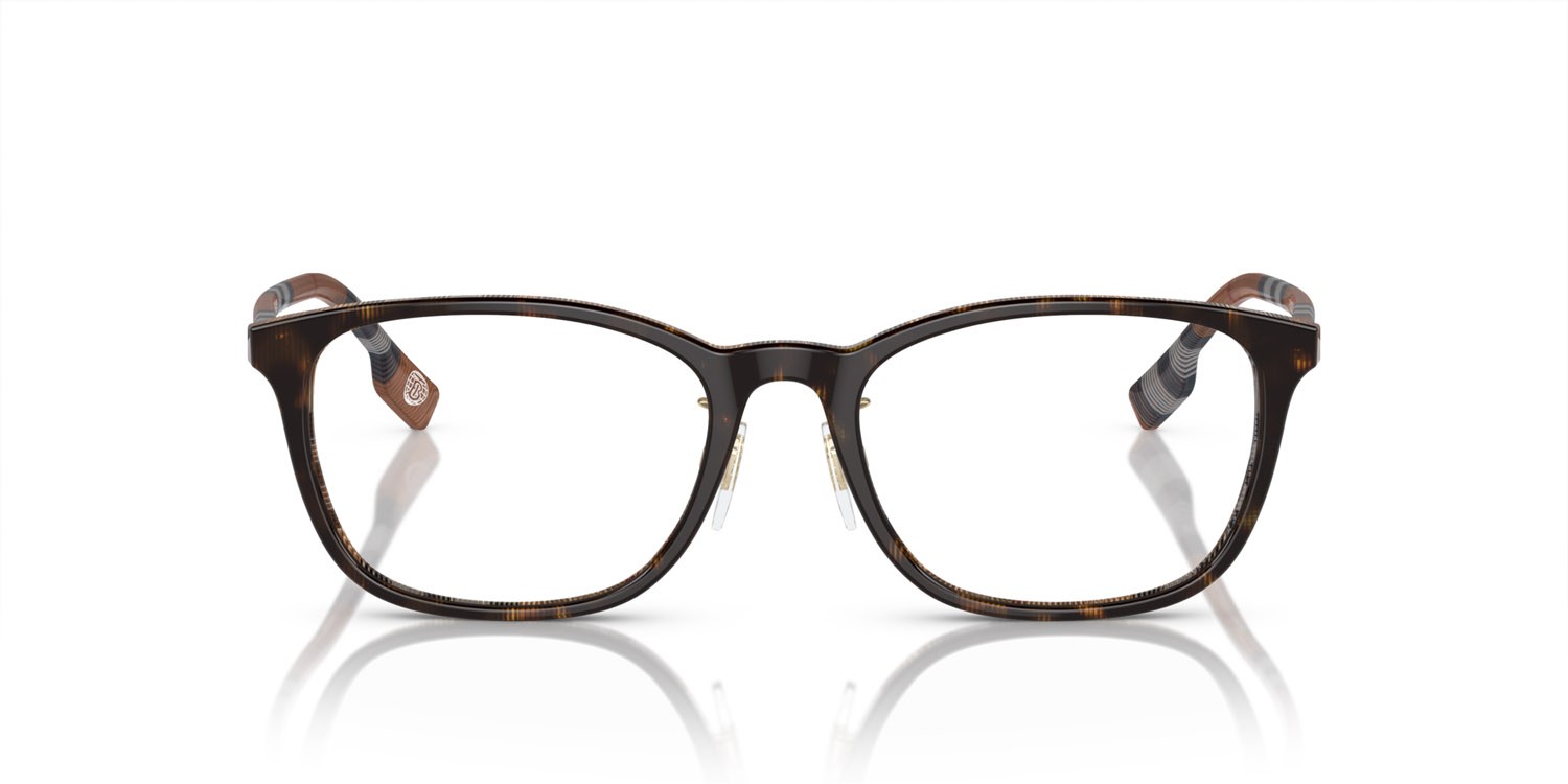 Occhiali da vista Burberry BE 2371D (4102) colore top havana scuro/motivo a quadri marrone forma rettangolare lenti lente demo