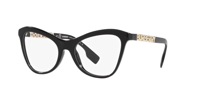 Occhiali da vista Burberry Angelica BE 2373U (3001) colore nero forma cat eye lenti lente demo